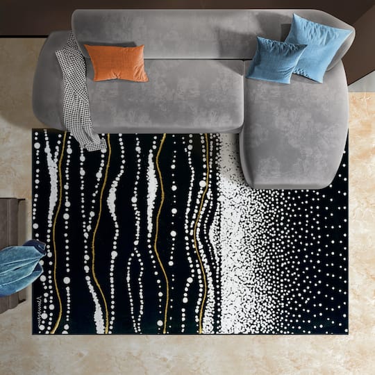 Empire Art Direct 5ft. x 7.5ft. Black Infinity Sands II B Tapis D'Art Washable Area Rug